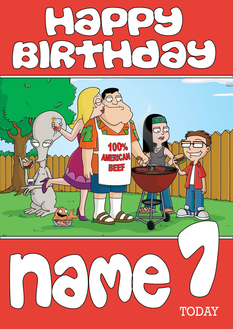 THEME INSPIRED Kids Adult Personalised Birthday Card American Dad Birthday Card 4