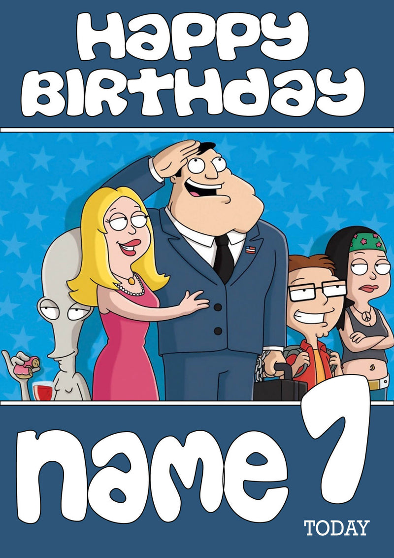 THEME INSPIRED Kids Adult Personalised Birthday Card American Dad Birthday Card 5