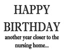 Another Year Closer To Nursing Home Personalized Birthday Card