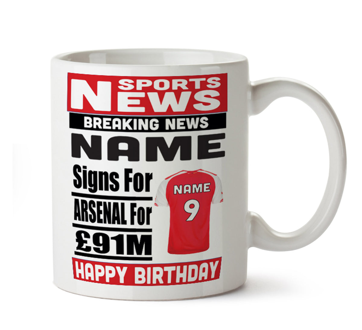 Personalised SIGNS FOR Arsenal Football Mug Personalised Birthday Mug – printed mug product image 1