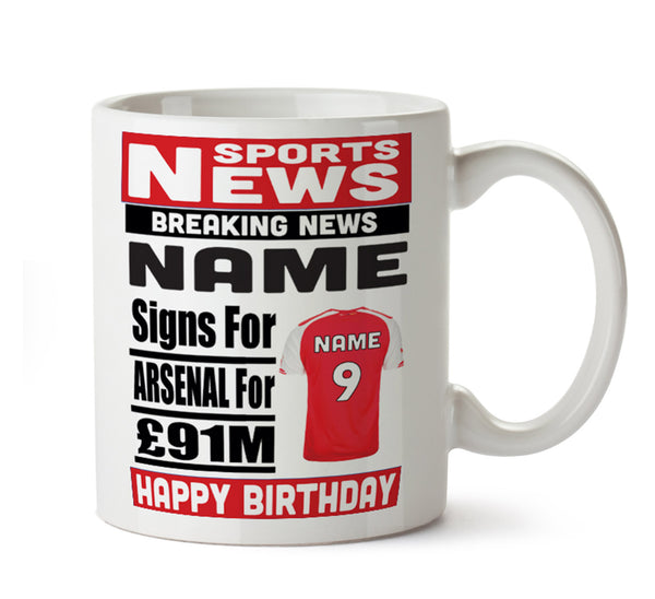 Personalised SIGNS FOR Arsenal Football Mug Personalised Birthday Mug – printed mug product image 1