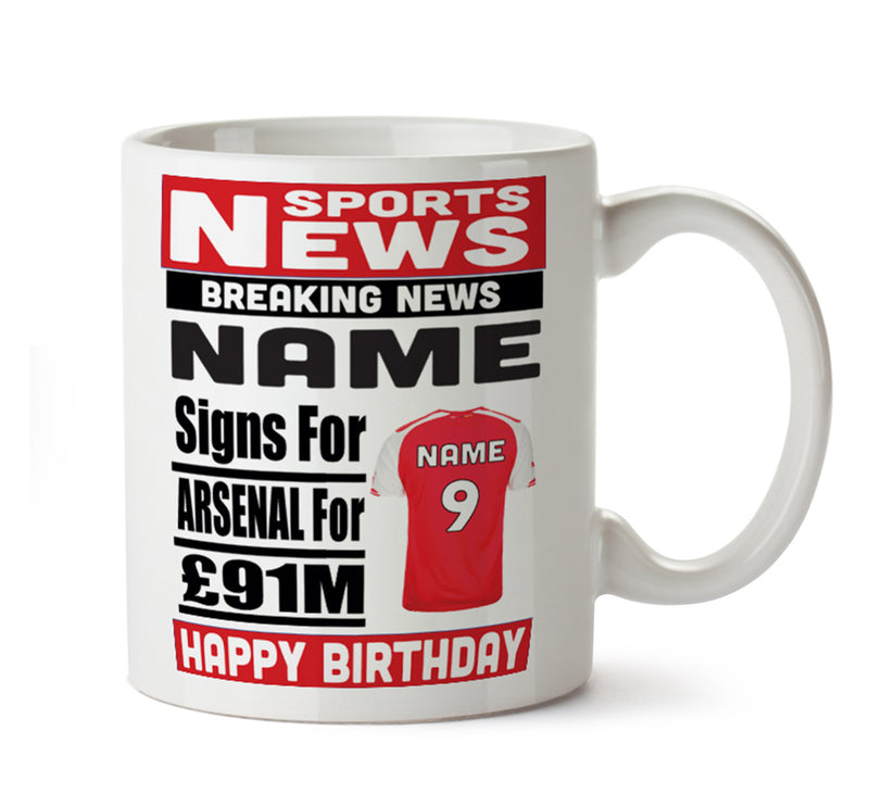 Personalised SIGNS FOR Arsenal Football Mug Personalised Birthday Mug