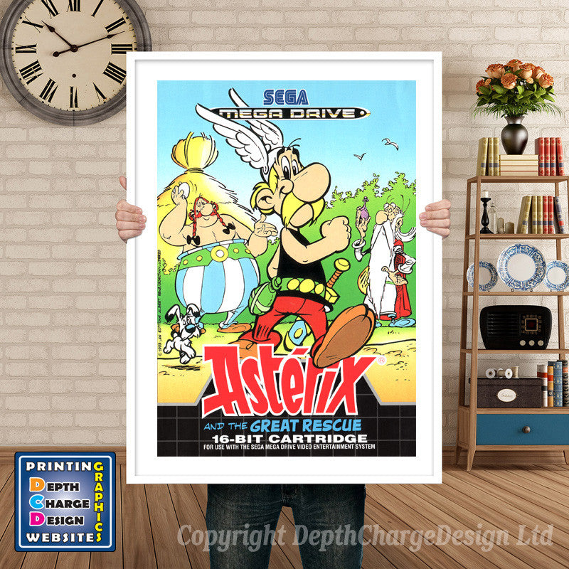 Asterix The Great Rescue Eu - Sega Megadrive Inspired Retro Gaming Poster A4 A3 A2 Or A1