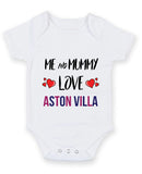 Me and Mummy love aston villa Personalised FOOTBALL TEAM Baby Grow