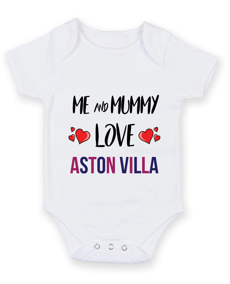 Me and Mummy love aston villa Personalised FOOTBALL TEAM Baby Grow