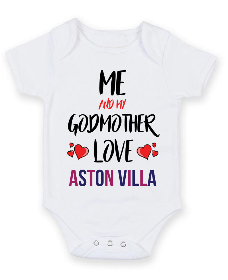 Me and My Godmother Love aston villa Personalised FOOTBALL TEAM Baby Grow