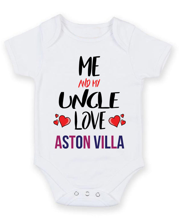 Me and My Uncle Love aston villa Personalised FOOTBALL TEAM Baby Grow