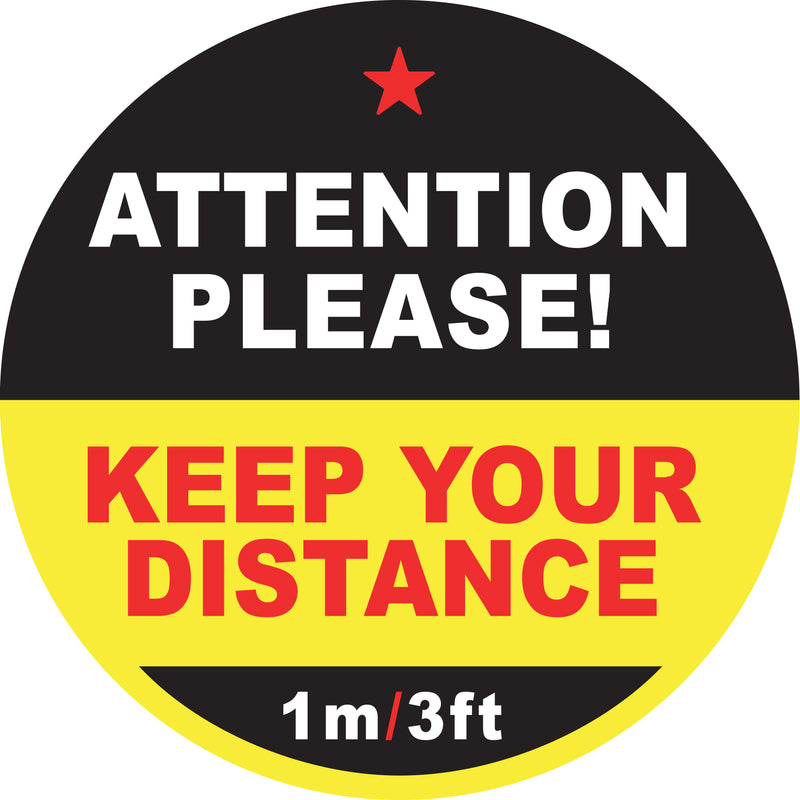 Attention Please Keep Your Distance 1m 3ft Social Distancing Floor Stickers