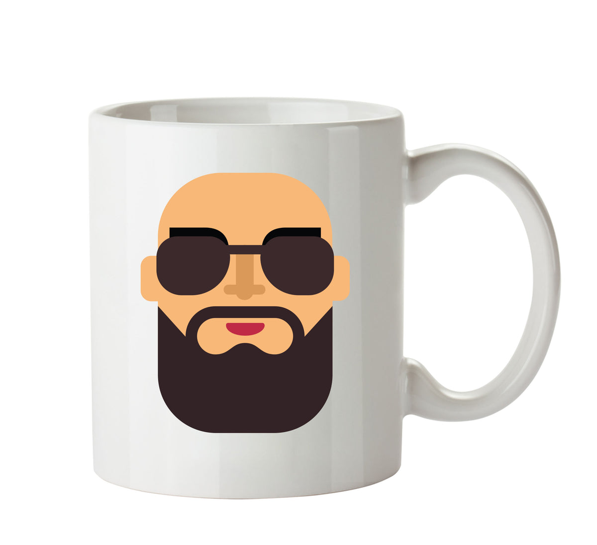 Bald Long Brown Beard Cartoon Mug Adult Mug Office Mug – printed mug product image 1