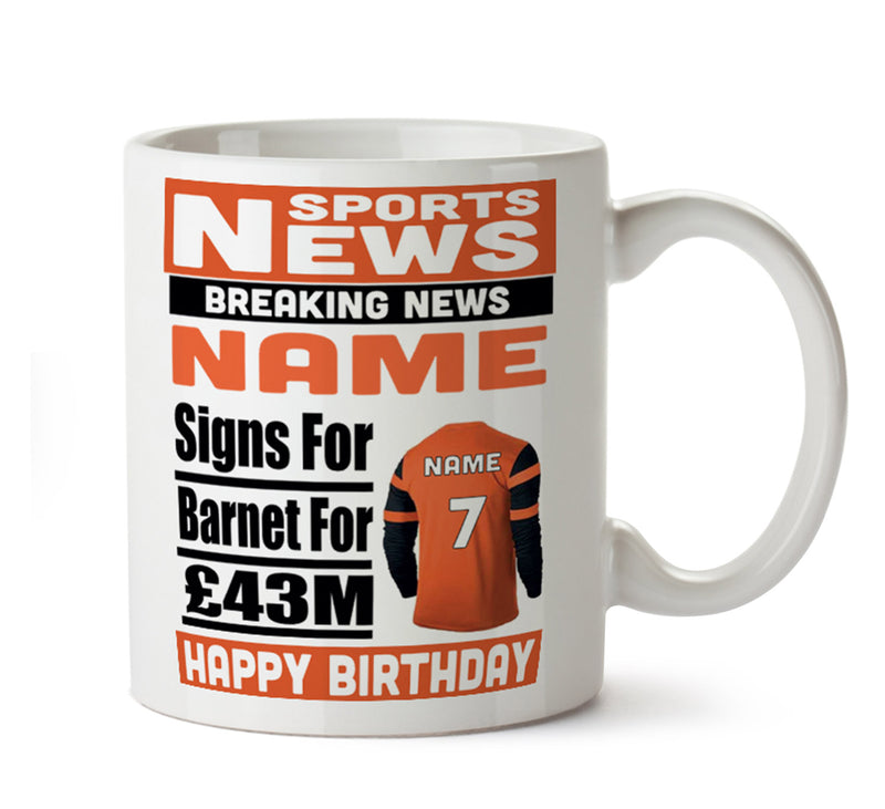 Personalised SIGNS FOR Barnet Football Mug Personalised Birthday Mug