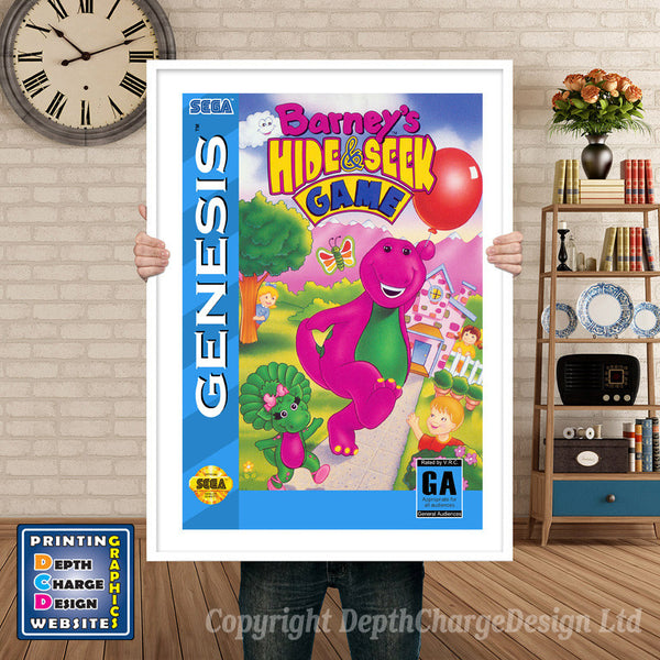 Barneys Hide And Seek Game - Sega Megadrive Inspired Retro Gaming Poster