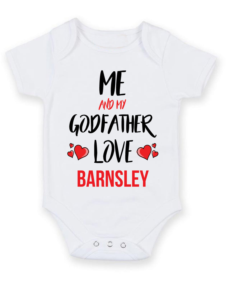 Me and My Godfather Love barnsley Personalised FOOTBALL TEAM Baby Grow
