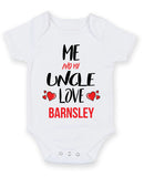 Me and My Uncle Love barnsley Personalised FOOTBALL TEAM Baby Grow