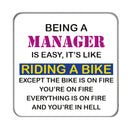Being a Manager is like riding a Bike Drinks Coaster