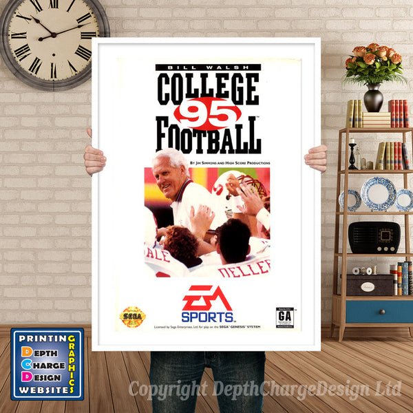 Bill Walsh College Football 95 - Sega Megadrive Inspired Retro Gaming Poster