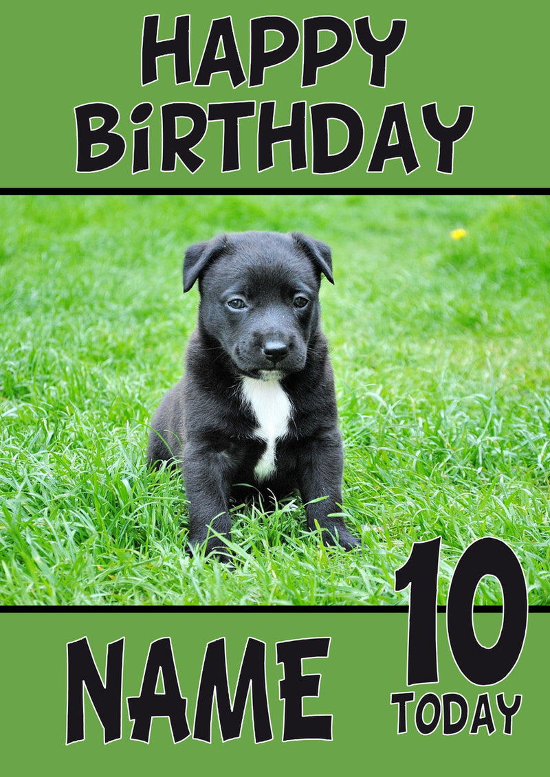 Black Cute Puppy DOGS AND Funny Puppy Kids Adult Personalised Birthday Card