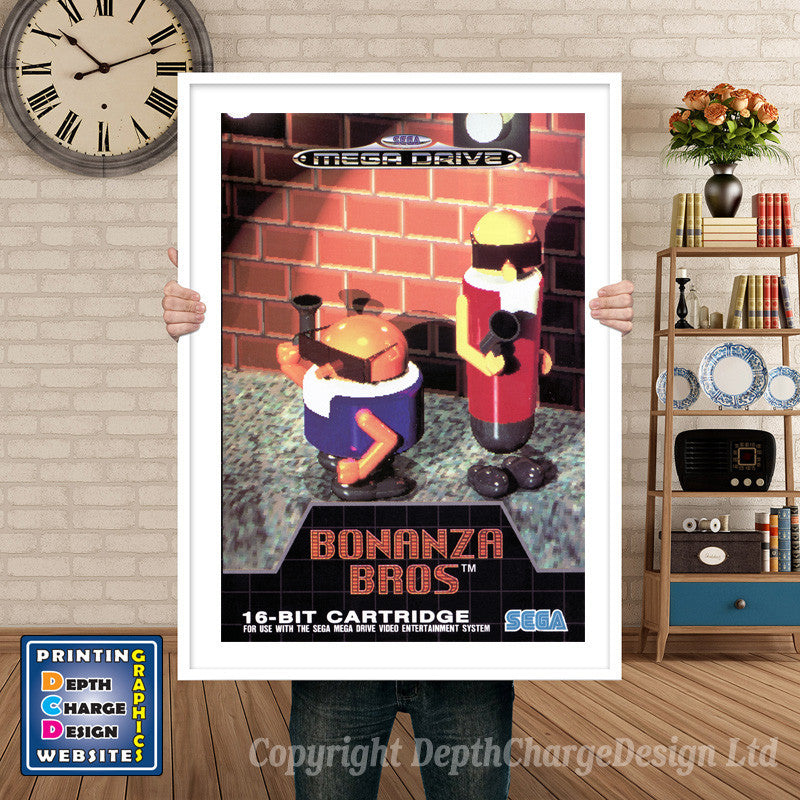 Bonanza Bros Eu - Sega Megadrive Inspired Retro Gaming Poster A4 A3 A2 Or A1