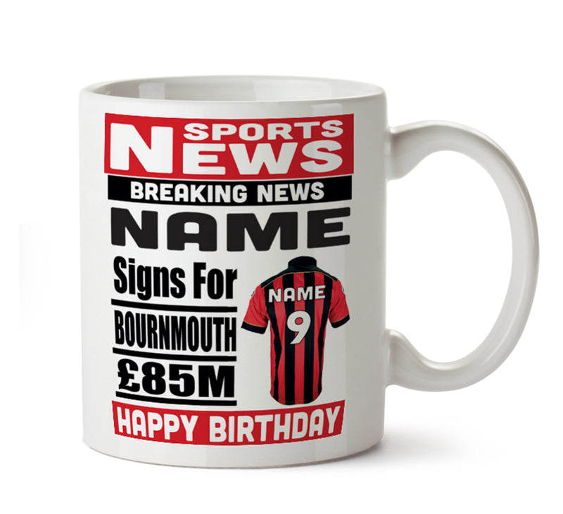 Personalised SIGNS FOR Bournmouth Football Mug Personalised Birthday Mug