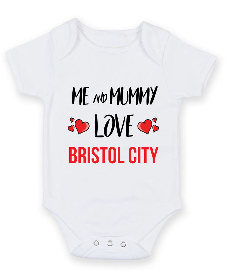Me and Mummy love bristol city Personalised FOOTBALL TEAM Baby Grow