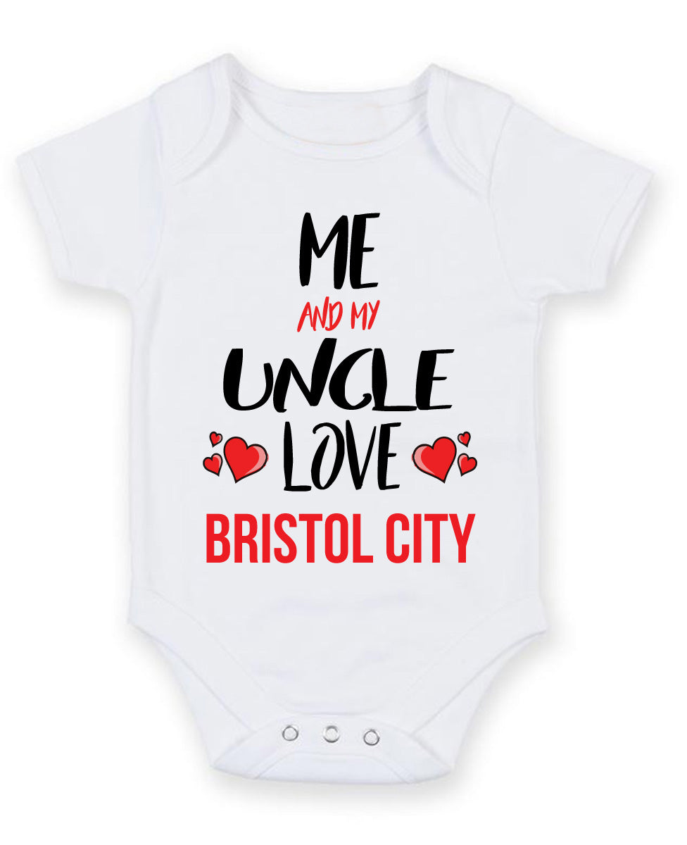 Me and My Uncle Love bristol city Personalised FOOTBALL TEAM Baby Grow