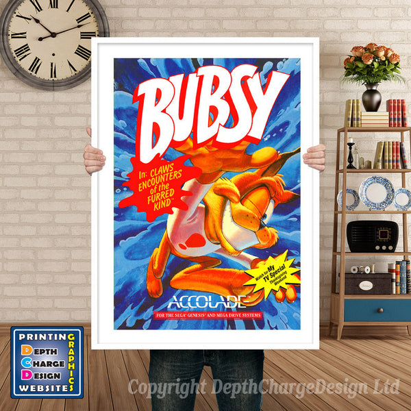 Bubsy - Sega Megadrive Inspired Retro Gaming Poster