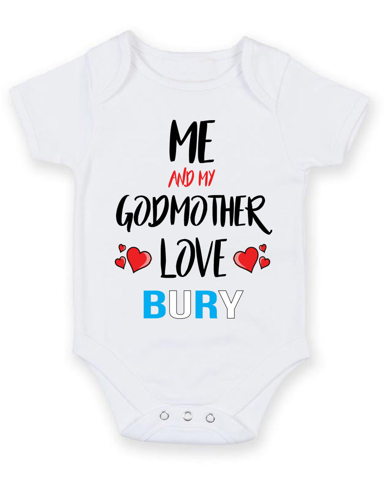 Me and My Godmother Love bury Personalised FOOTBALL TEAM Baby Grow