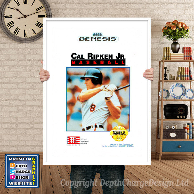 Calripkenjr Baseball - Sega Megadrive Inspired Retro Gaming Poster A4 A3 A2 Or A1