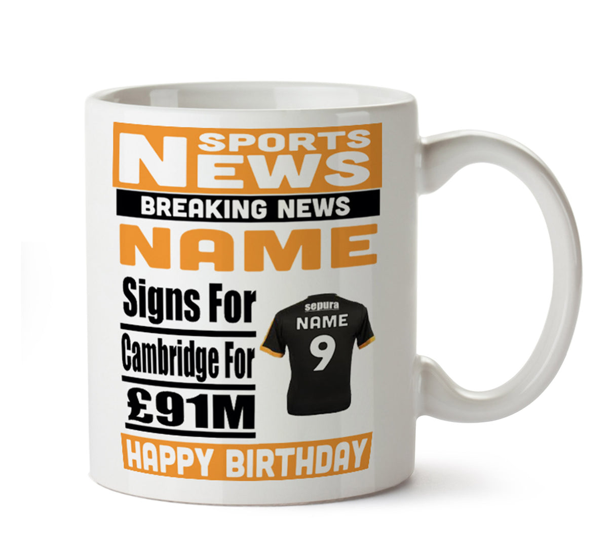 Personalised SIGNS FOR Cambridge Football Mug Personalised Birthday Mug – printed mug product image 1