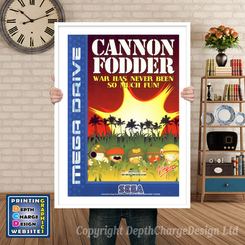 Cannon Fodder Eu - Sega Megadrive Inspired Retro Gaming Poster A4 A3 A2 Or A1