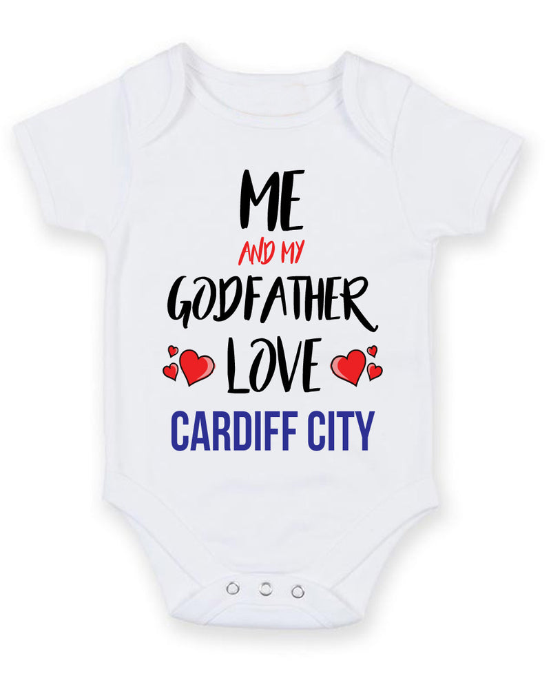 Me and My Godfather Love cardiff city Personalised FOOTBALL TEAM Baby Grow