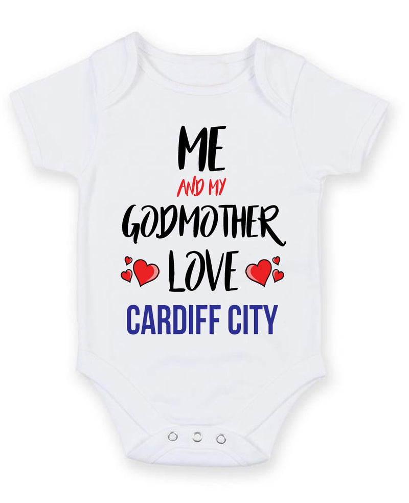 Me and My Godmother Love cardiff city Personalised FOOTBALL TEAM Baby Grow