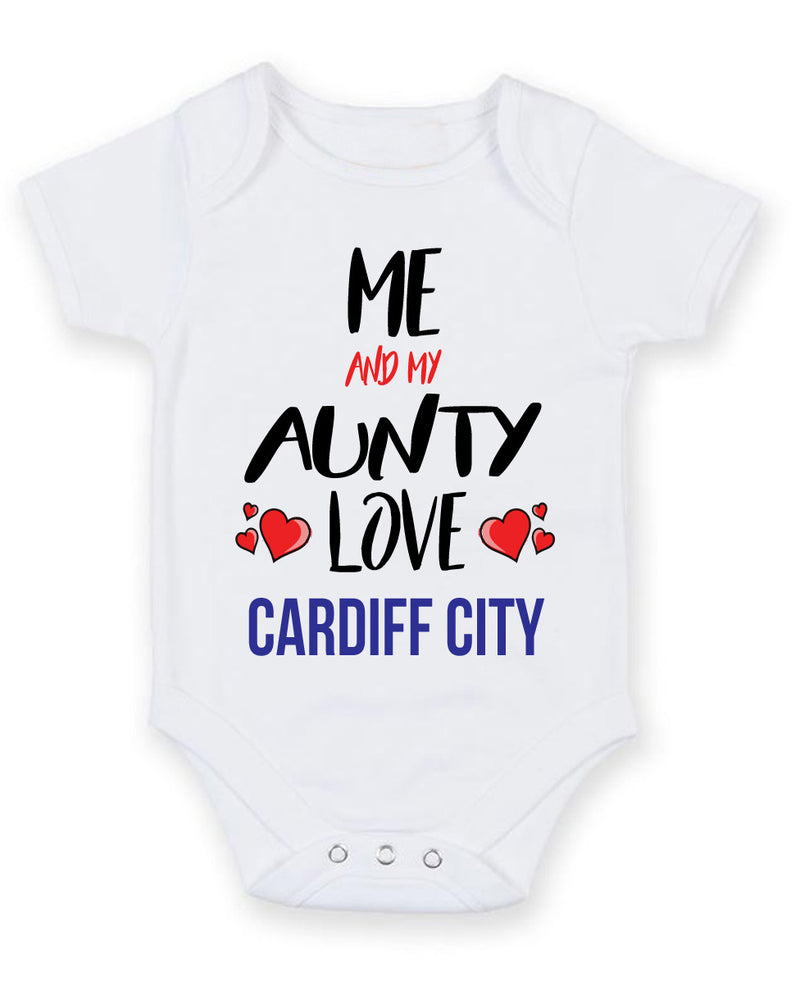 Me and My Aunty Love cardiff city Personalised FOOTBALL TEAM Baby Grow