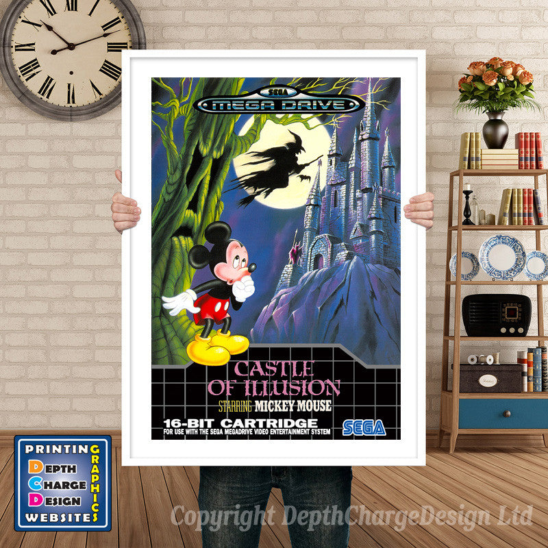 Castle Of Illusion Eu - Sega Megadrive Inspired Retro Gaming Poster A4 A3 A2 Or A1