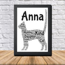 Personalised Cat 1 B Word Art Poster Print