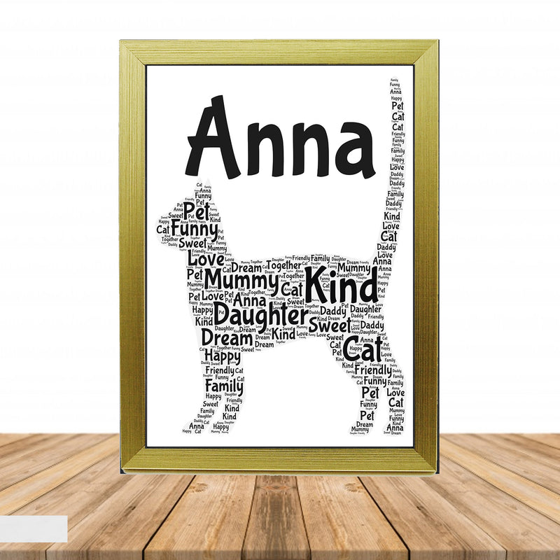 Personalised Cat 1 B Word Art Poster Print