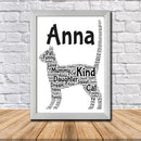Personalised Cat 1 B Word Art Poster Print