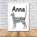 Personalised Cat 1 B Word Art Poster Print