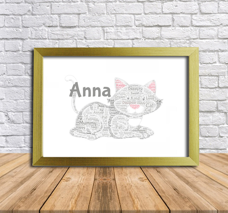 Personalised Cat 2 B Word Art Poster Print
