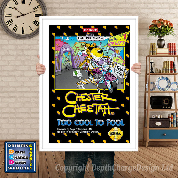 Chester Cheetah Too Cool To Fool - Sega Megadrive Inspired Retro Gaming Poster