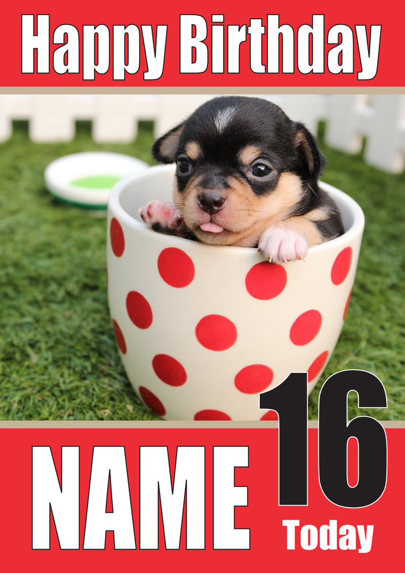 Chihuahua Teacup DOGS AND Funny Puppy Kids Adult Personalised Birthday Card