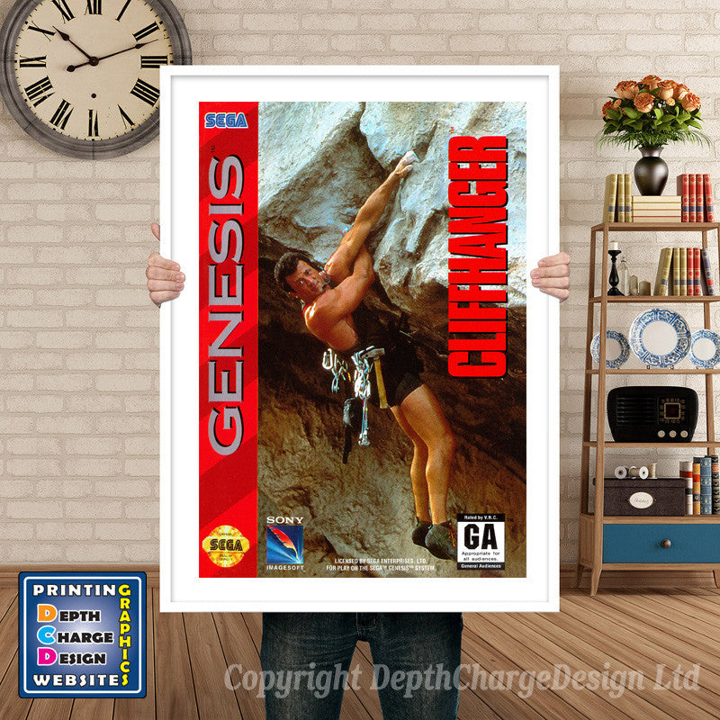 Cliffhanger - Sega Megadrive Inspired Retro Gaming Poster A4 A3 A2 Or A1
