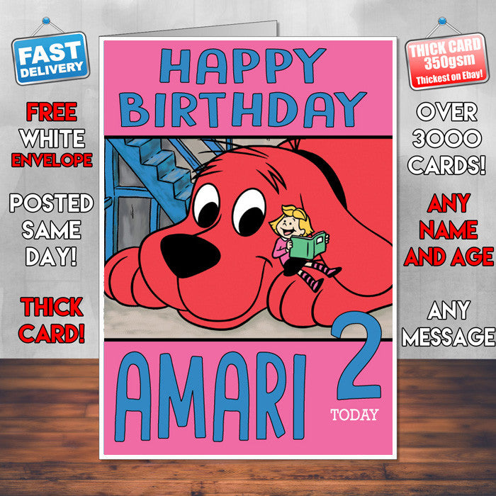 Clifford The Big Red Dog THEME INSPIRED Kids Birthday Card