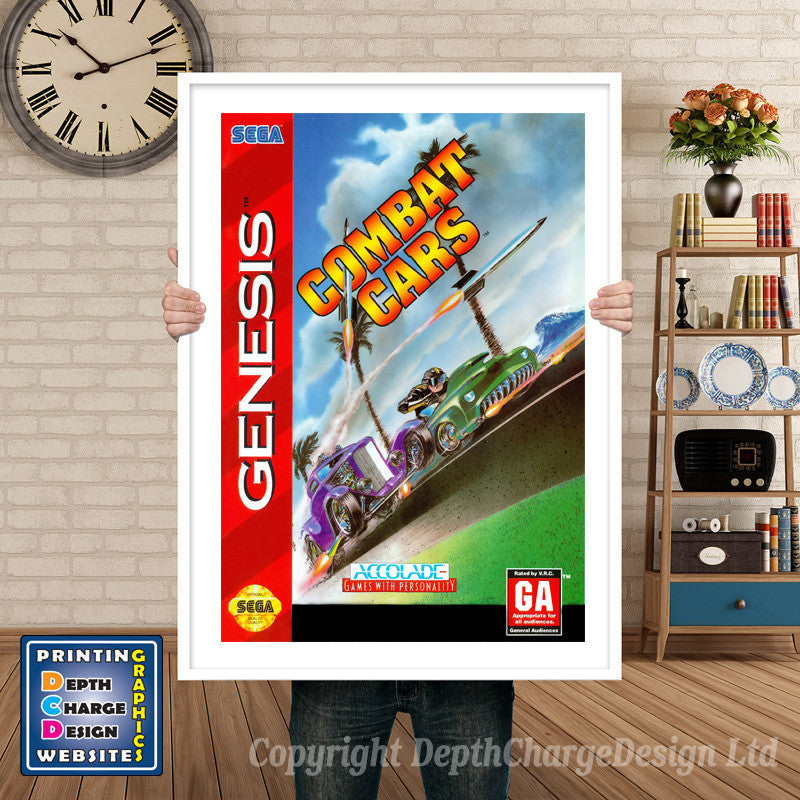 Combat Cars - Sega Megadrive Inspired Retro Gaming Poster A4 A3 A2 Or A1