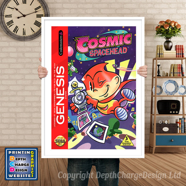 Cosmic Space Head - Sega Megadrive Inspired Retro Gaming Poster