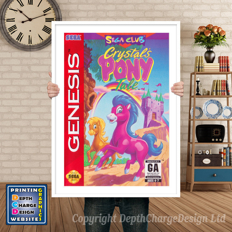 Crystals Ponytale - Sega Megadrive Inspired Retro Gaming Poster A4 A3 A2 Or A1