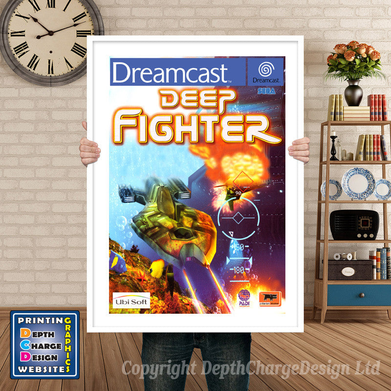 Deep Fighter Eu - Sega Dreamcast Inspired Retro Gaming Poster A4 A3 A2 Or A1
