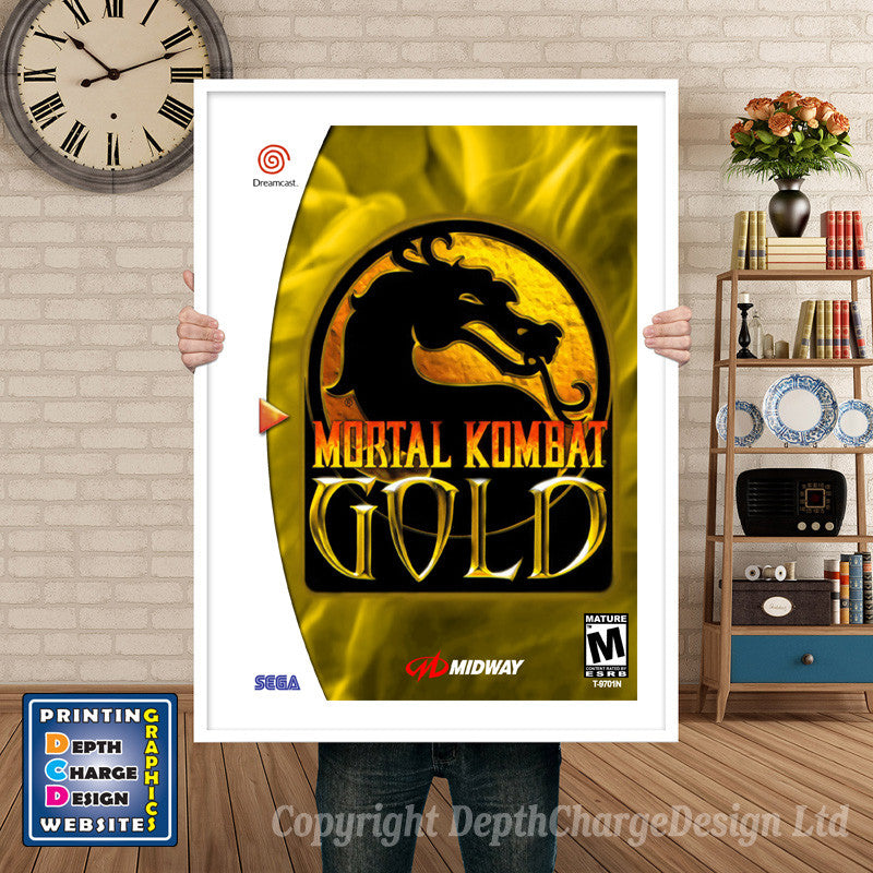 Mortal Kombat Gold - Sega Dreamcast Inspired Retro Gaming Poster A4 A3 A2 Or A1
