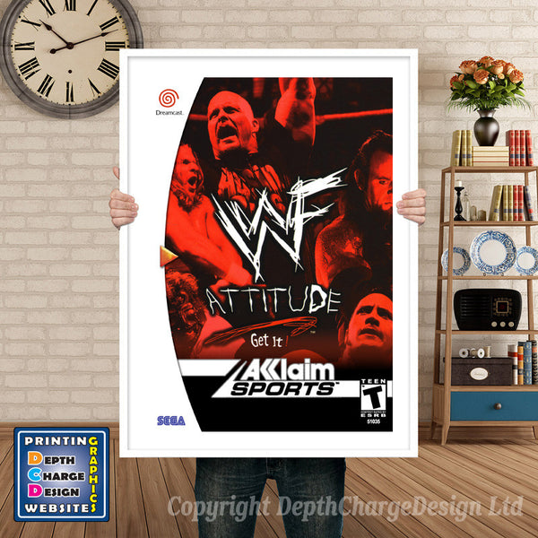 Wwf Attitude - Sega Dreamcast Inspired Retro Gaming Poster