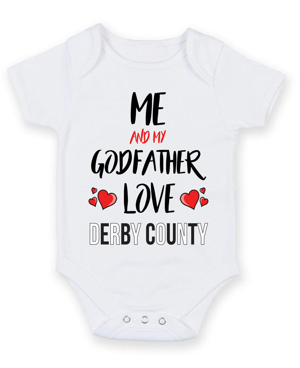 Me and My Godfather Love derby county Personalised FOOTBALL TEAM Baby Grow – Me and My Godfather Love Derby County Personalised Football Team Baby Grow
