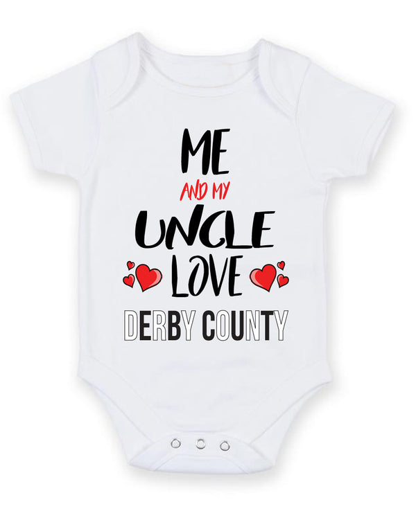 Me and My Uncle Love derby county Personalised FOOTBALL TEAM Baby Grow